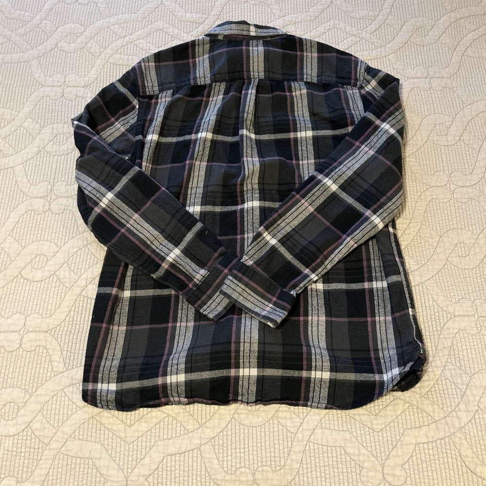 The North Face Men's Flannel Shirt Long Sleeve Button Down Gray Black Size M - Picture 5 of 5
